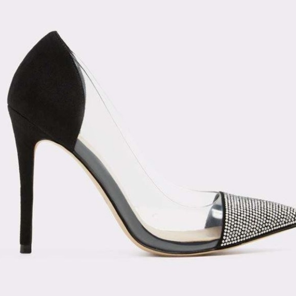 Aldo MIRORI Black and Silver Rhinestone Heels
